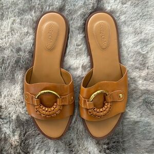 SEE BY CHLOE Leather Sandals Slides Camel Tan Size EU 39
